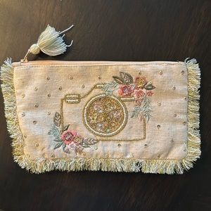 Handmade Beaded Linen Accessory Pouch